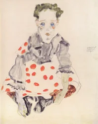 Fille en robe à pois
